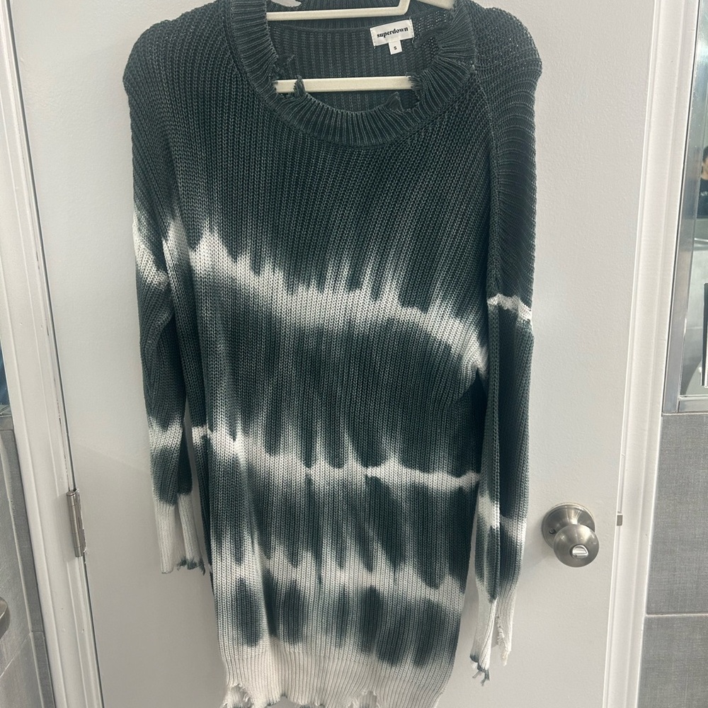 superdown Black and White Tie-Dye Sweater